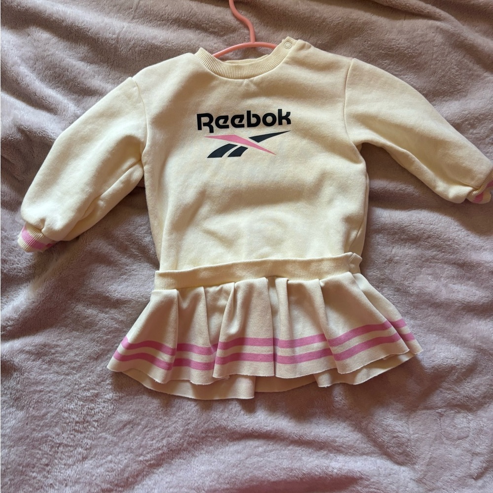 Reebok Kids Cream and Pink Ruffle Sweatshirt dress